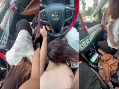 Đang lái xe em kéo quần ra bú mút